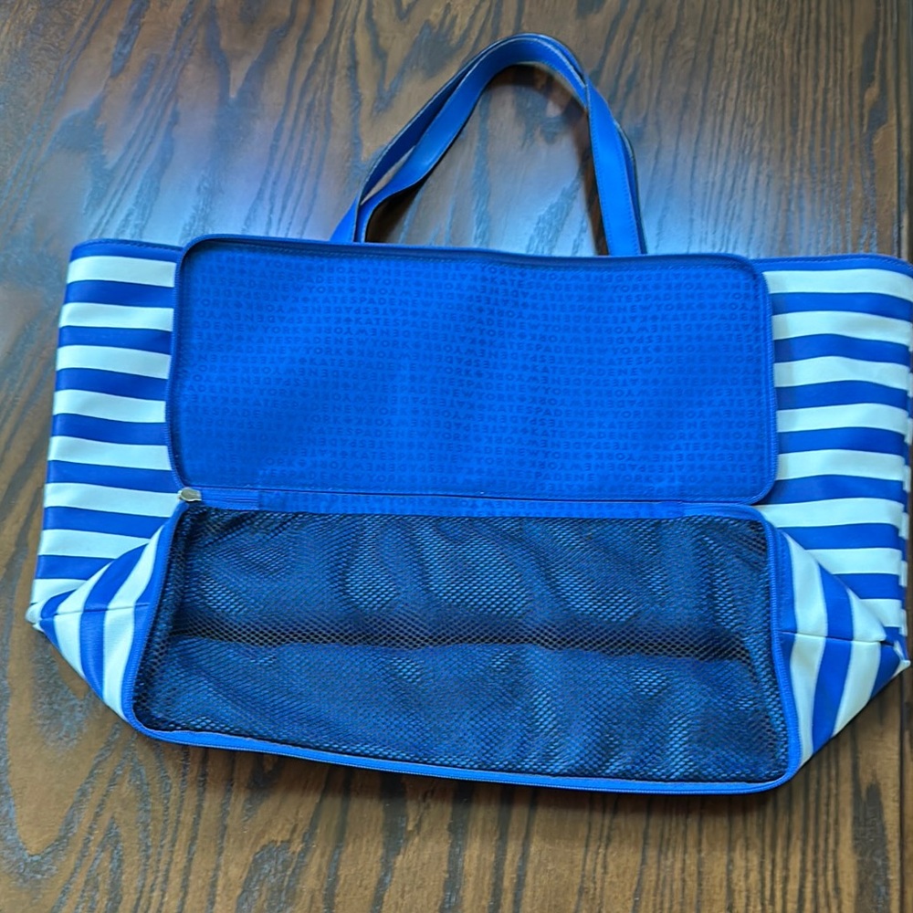 Kate Spade Make a Splash Nautical Blue and White Canvas Tote - Picture 6 of 9